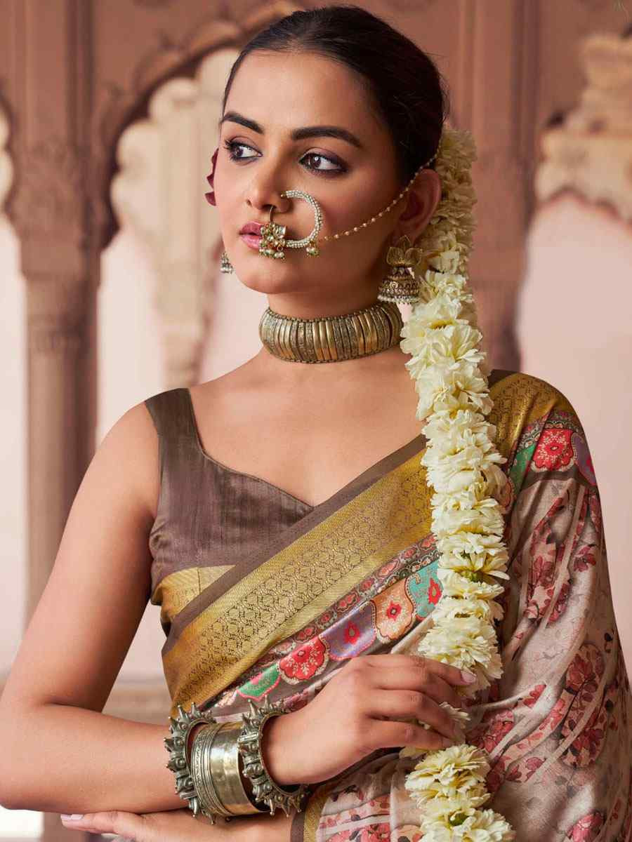 Multi Silk Printed Handwoven Bridal Reception Festival Wedding Fancy Heavy Border Saree