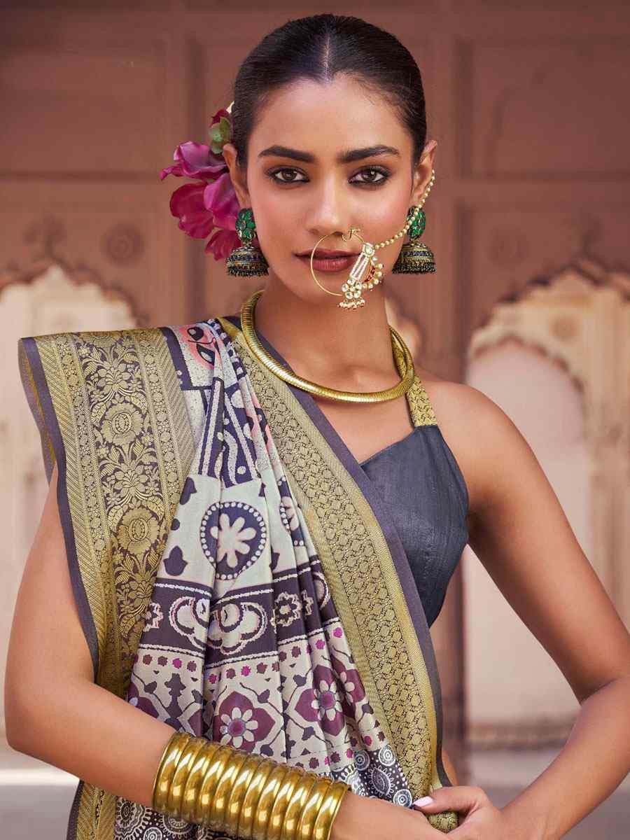 Multi Silk Printed Handwoven Bridal Reception Festival Wedding Fancy Heavy Border Saree