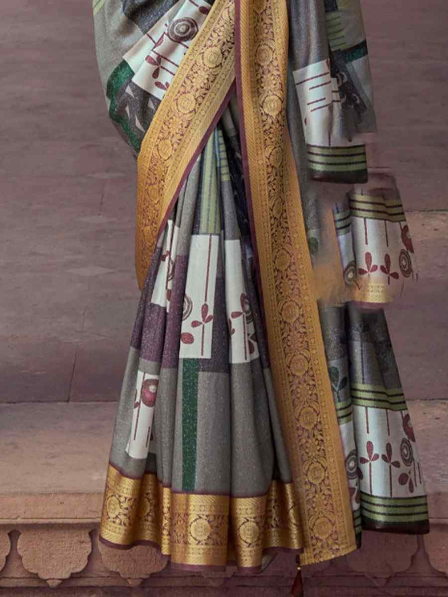 Multi Silk Printed Handwoven Bridal Reception Festival Wedding Fancy Heavy Border Saree