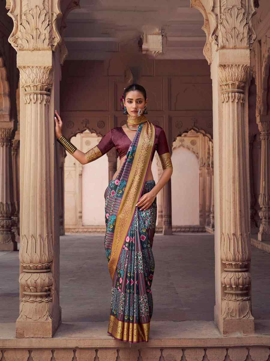 Multi Silk Printed Handwoven Bridal Reception Festival Wedding Fancy Heavy Border Saree
