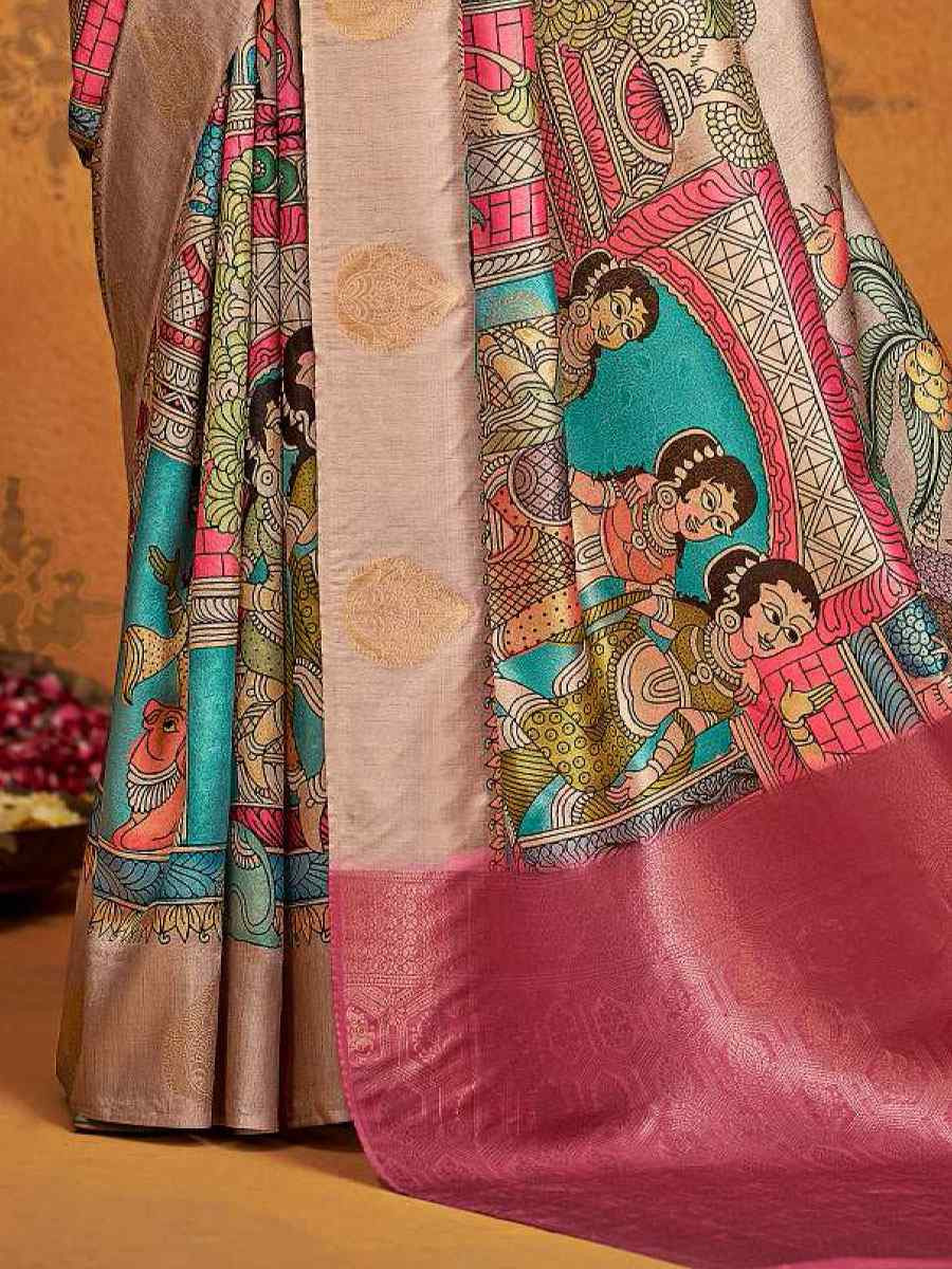 Multi Silk Printed Handwoven Traditional Bridal Reception Festival Wedding Fancy Classic Style Sarees