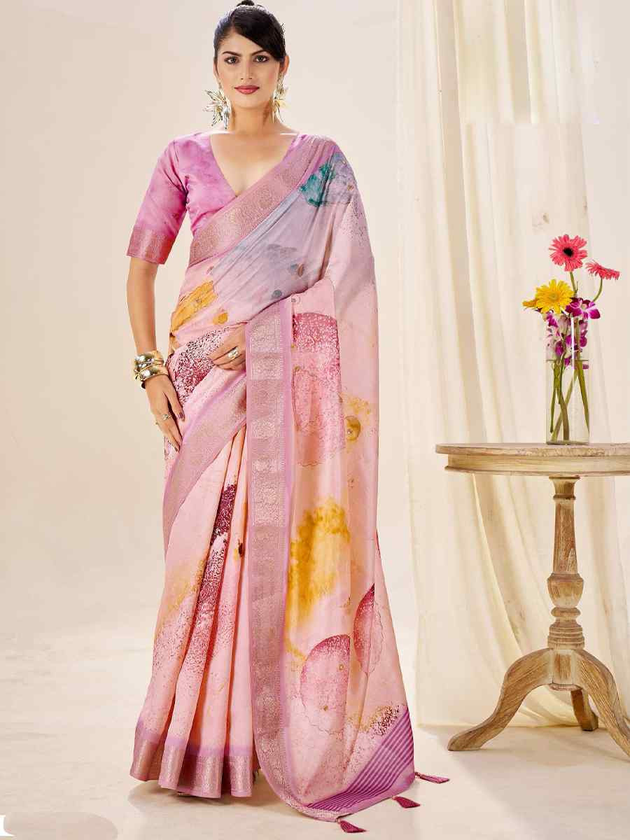 Multi Silk Printed Handwoven Traditional Bridal Reception Festival Wedding Fancy Classic Style Sarees