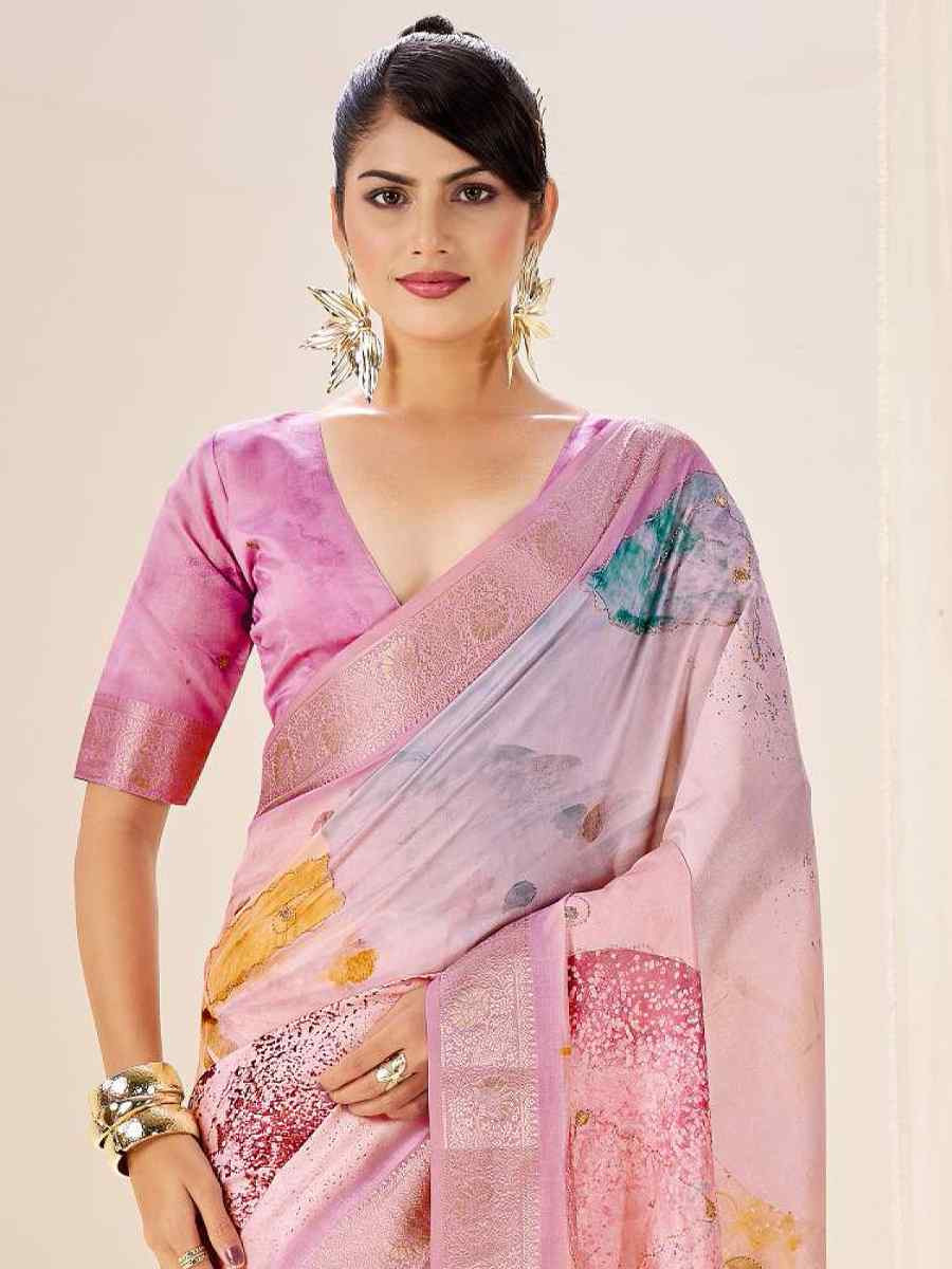 Multi Silk Printed Handwoven Traditional Bridal Reception Festival Wedding Fancy Classic Style Sarees