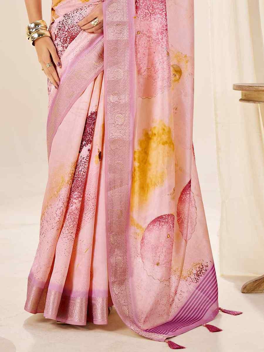 Multi Silk Printed Handwoven Traditional Bridal Reception Festival Wedding Fancy Classic Style Sarees