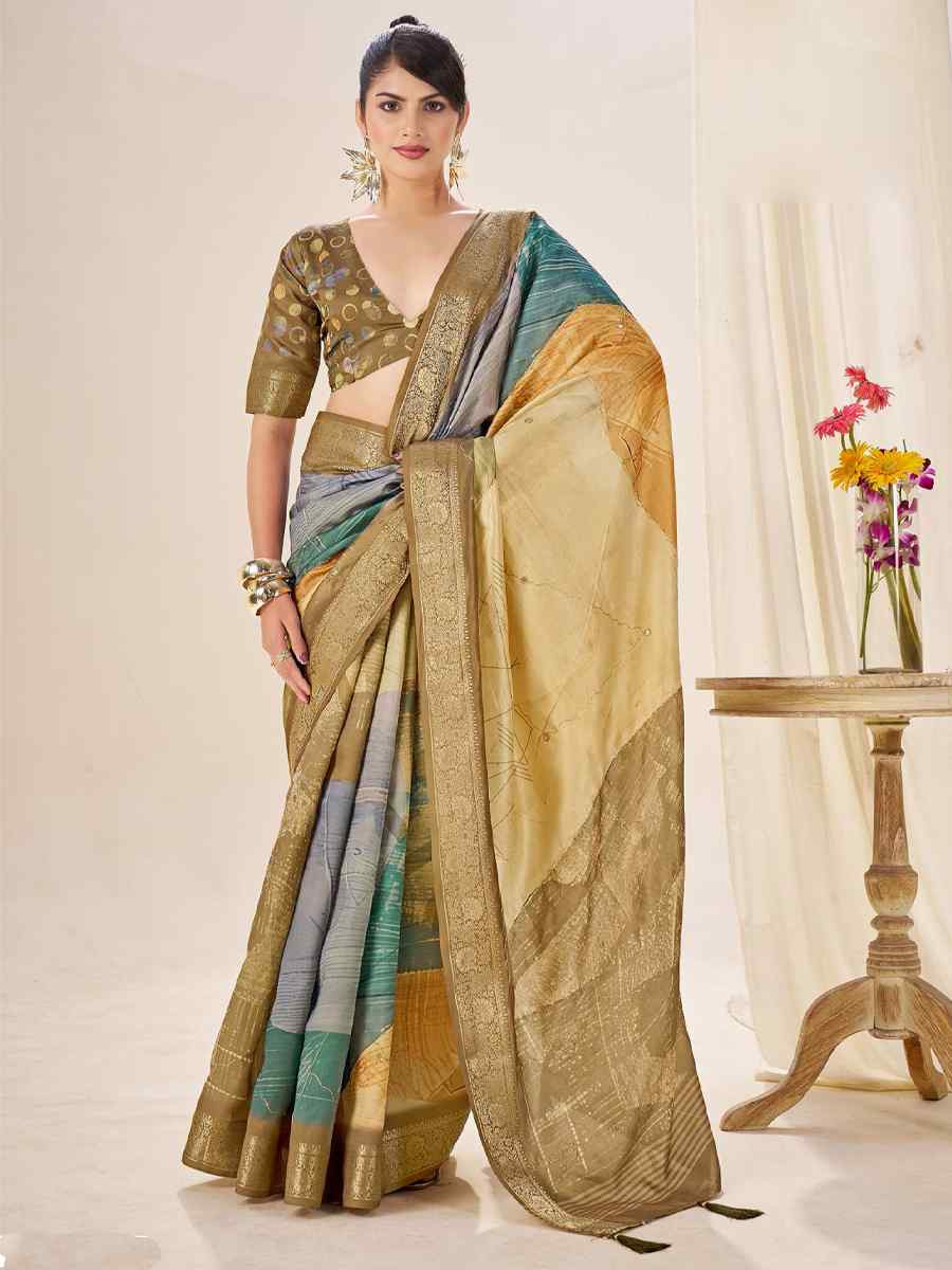 Multi Silk Printed Handwoven Traditional Bridal Reception Festival Wedding Fancy Classic Style Sarees