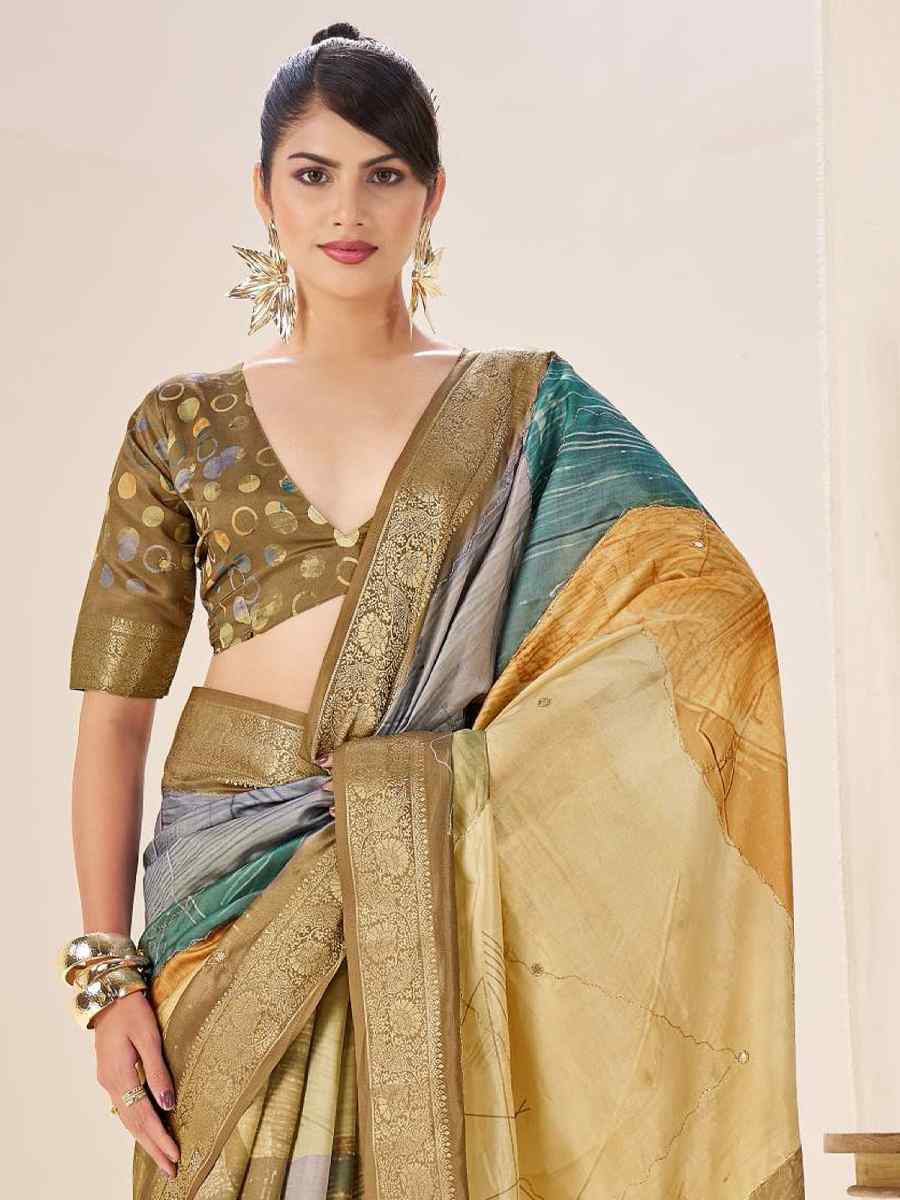 Multi Silk Printed Handwoven Traditional Bridal Reception Festival Wedding Fancy Classic Style Sarees