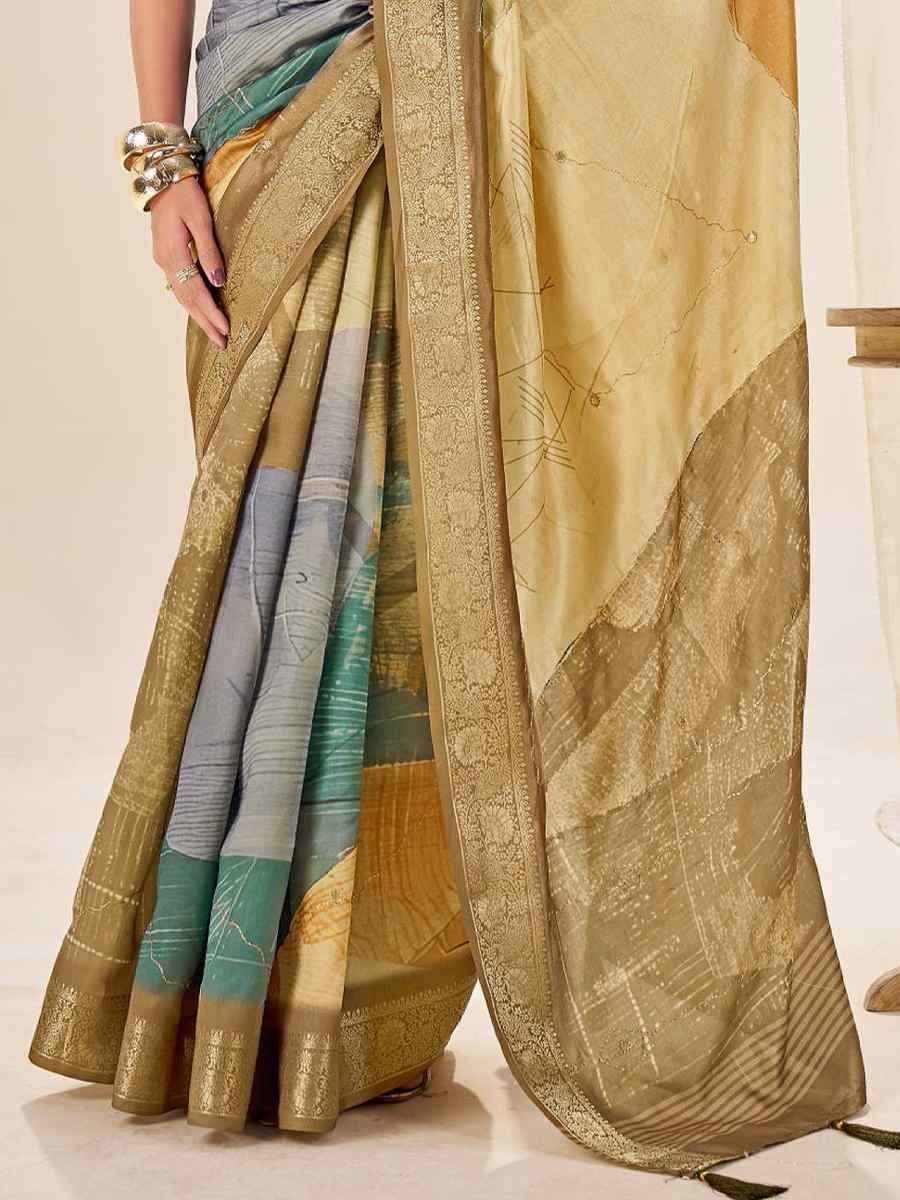 Multi Silk Printed Handwoven Traditional Bridal Reception Festival Wedding Fancy Classic Style Sarees