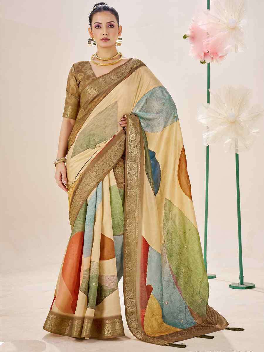 Multi Silk Printed Handwoven Traditional Bridal Reception Festival Wedding Fancy Classic Style Sarees