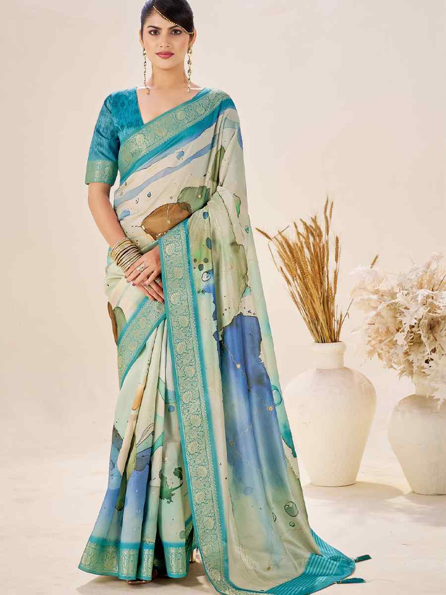 Multi Silk Printed Handwoven Traditional Bridal Reception Festival Wedding Fancy Classic Style Sarees