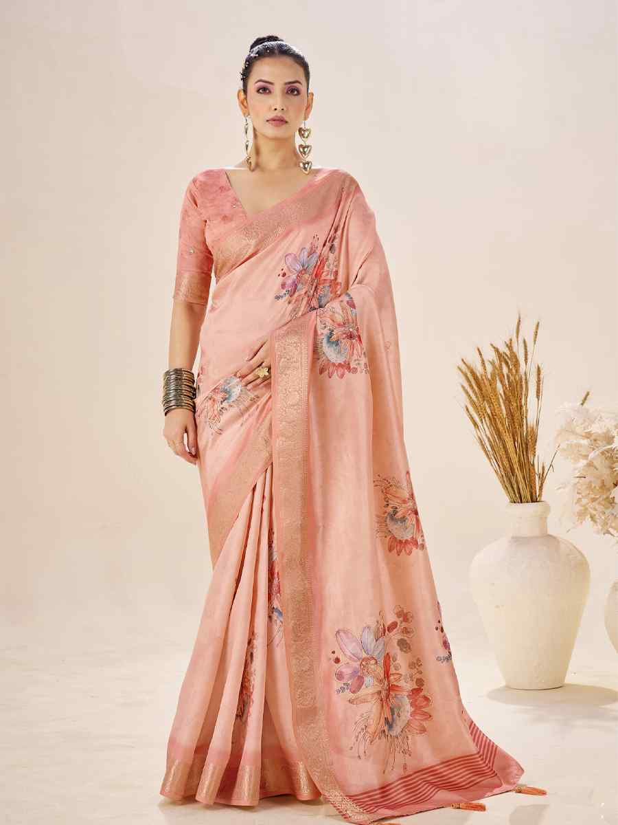 Multi Silk Printed Handwoven Traditional Bridal Reception Festival Wedding Fancy Classic Style Sarees