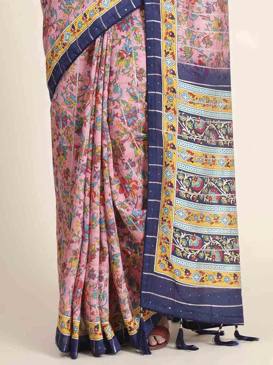 Multi Silk Printed Party Festival Classic Style Saree