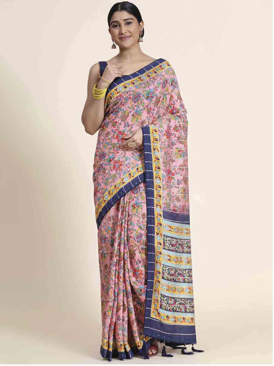 Multi Silk Printed Party Festival Classic Style Saree