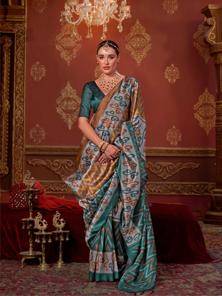 Multi Silk Printed Party Reception Casual Wedding Contemporary Sarees