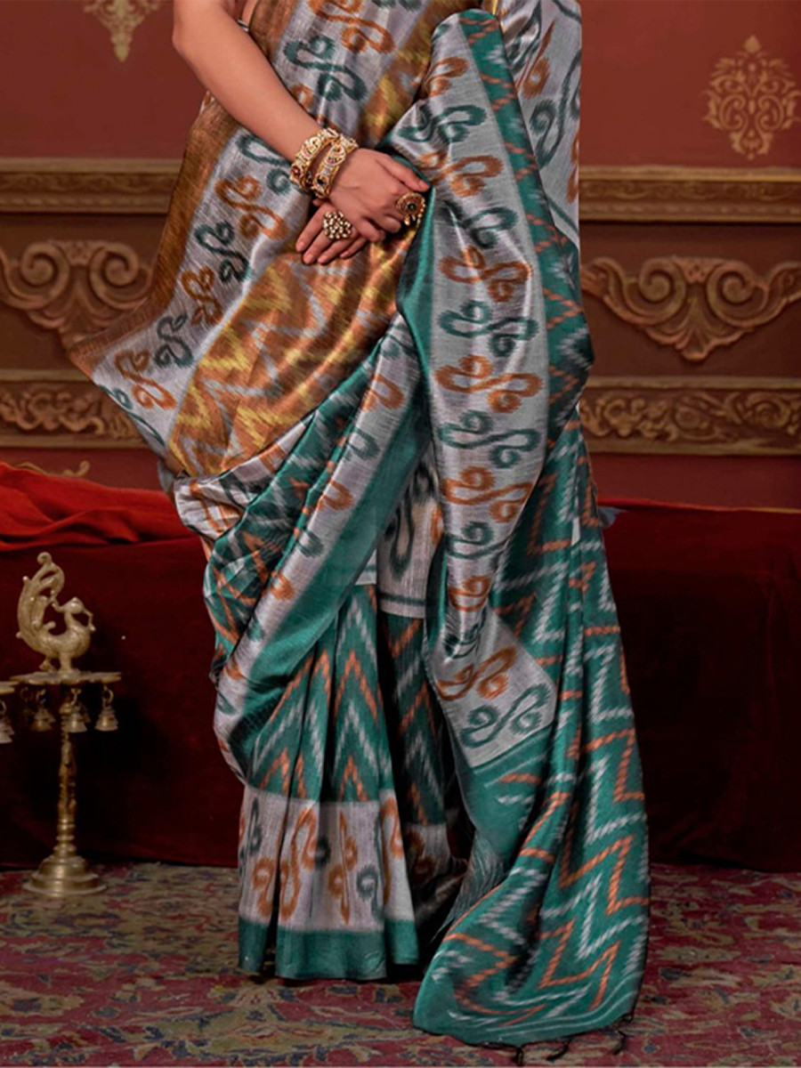 Multi Silk Printed Party Reception Casual Wedding Contemporary Sarees