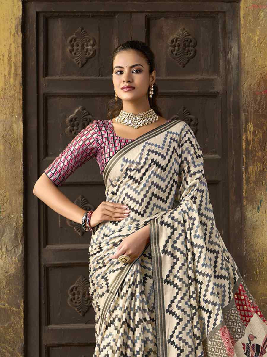 Multi Silk Printed Traditional Bridal Reception Festival Wedding Fancy Heavy Border Sarees