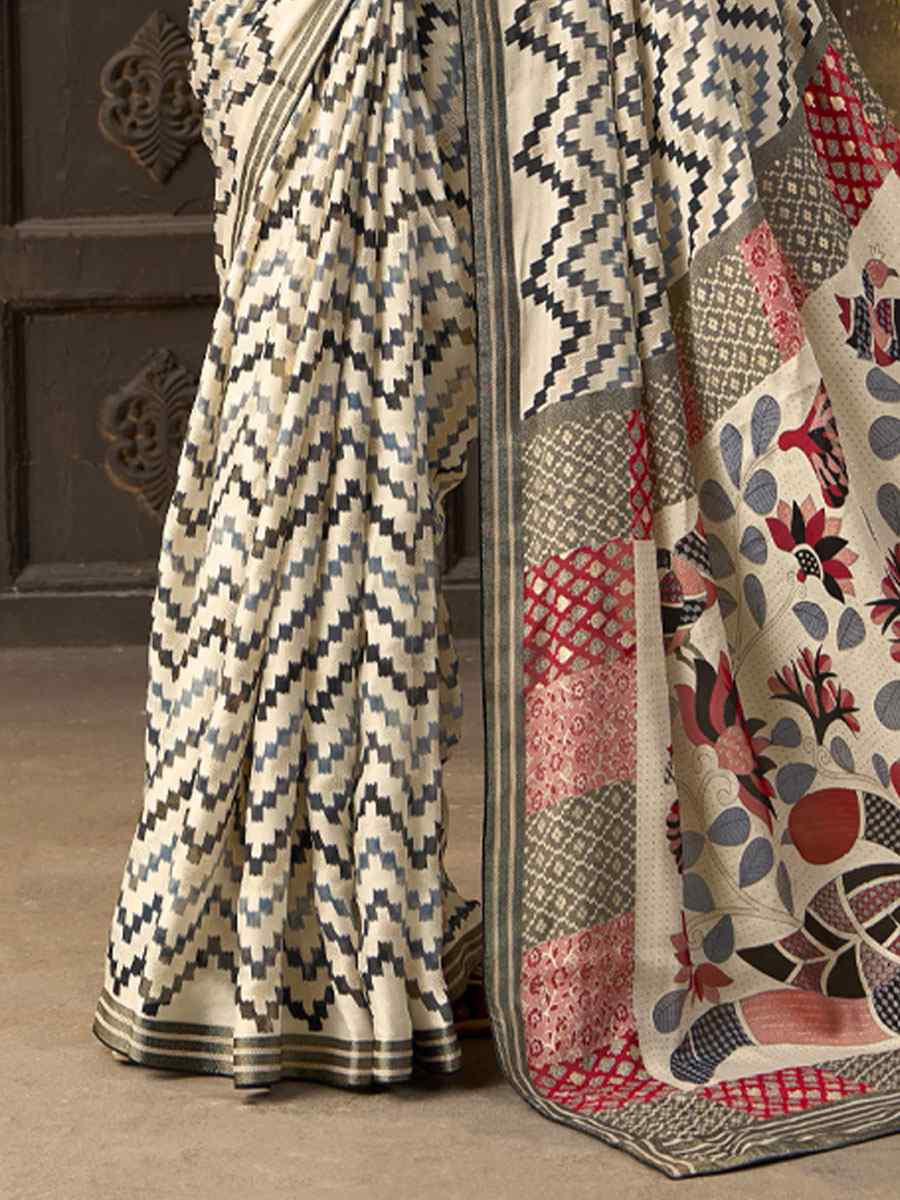 Multi Silk Printed Traditional Bridal Reception Festival Wedding Fancy Heavy Border Sarees