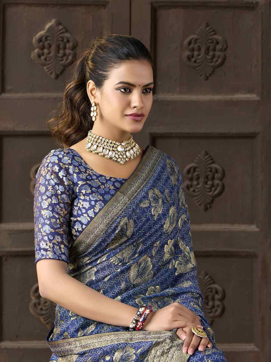 Multi Silk Printed Traditional Bridal Reception Festival Wedding Fancy Heavy Border Sarees