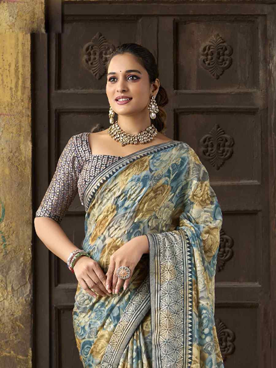 Multi Silk Printed Traditional Bridal Reception Festival Wedding Fancy Heavy Border Sarees