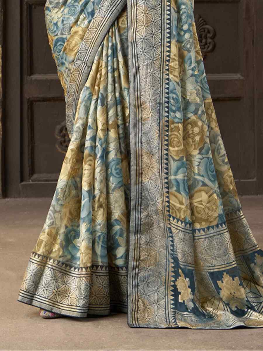 Multi Silk Printed Traditional Bridal Reception Festival Wedding Fancy Heavy Border Sarees