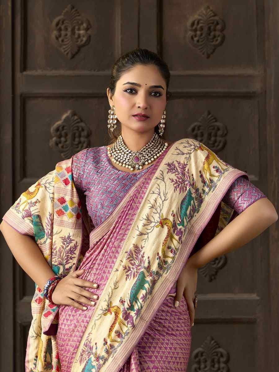 Multi Silk Printed Traditional Bridal Reception Festival Wedding Fancy Heavy Border Sarees