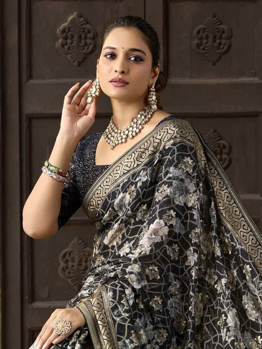 Multi Silk Printed Traditional Bridal Reception Festival Wedding Fancy Heavy Border Sarees