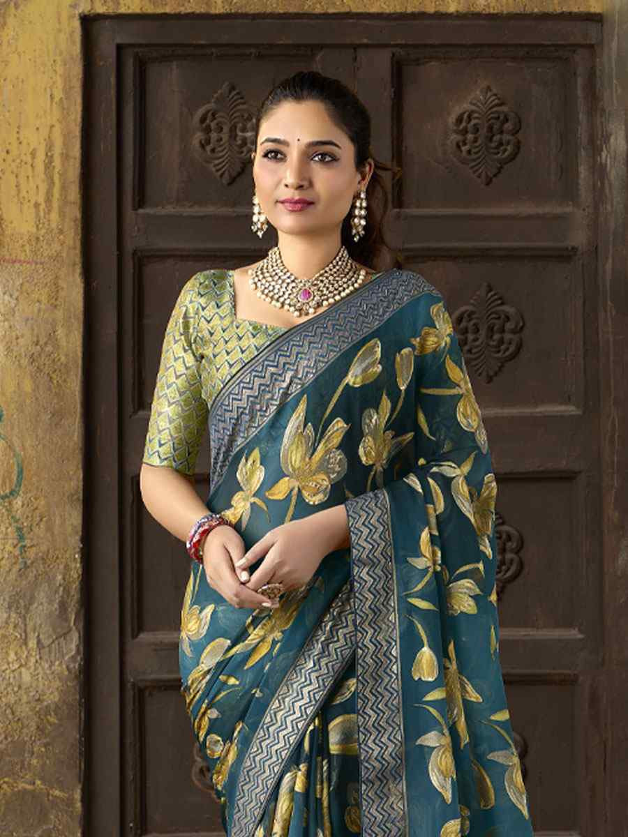 Multi Silk Printed Traditional Bridal Reception Festival Wedding Fancy Heavy Border Sarees