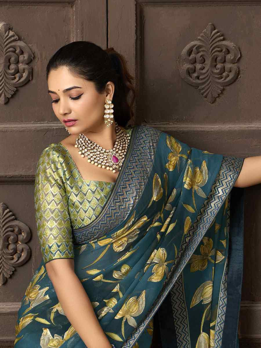 Multi Silk Printed Traditional Bridal Reception Festival Wedding Fancy Heavy Border Sarees