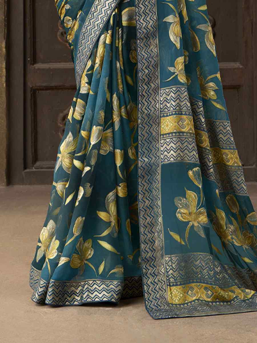 Multi Silk Printed Traditional Bridal Reception Festival Wedding Fancy Heavy Border Sarees