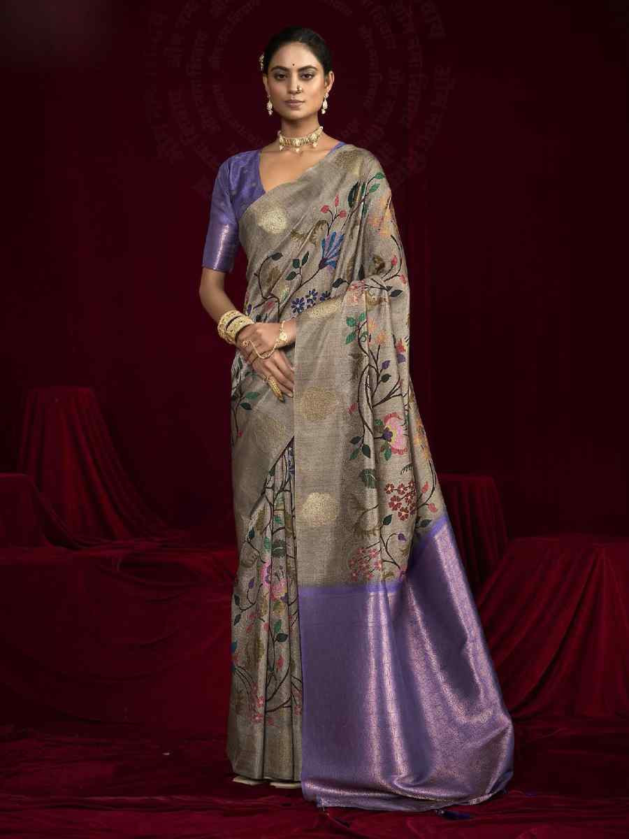 Multi Silk Printed with Handwoven Festival Wedding Fancy Heavy Border Saree
