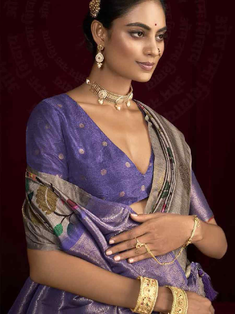 Multi Silk Printed with Handwoven Festival Wedding Fancy Heavy Border Saree