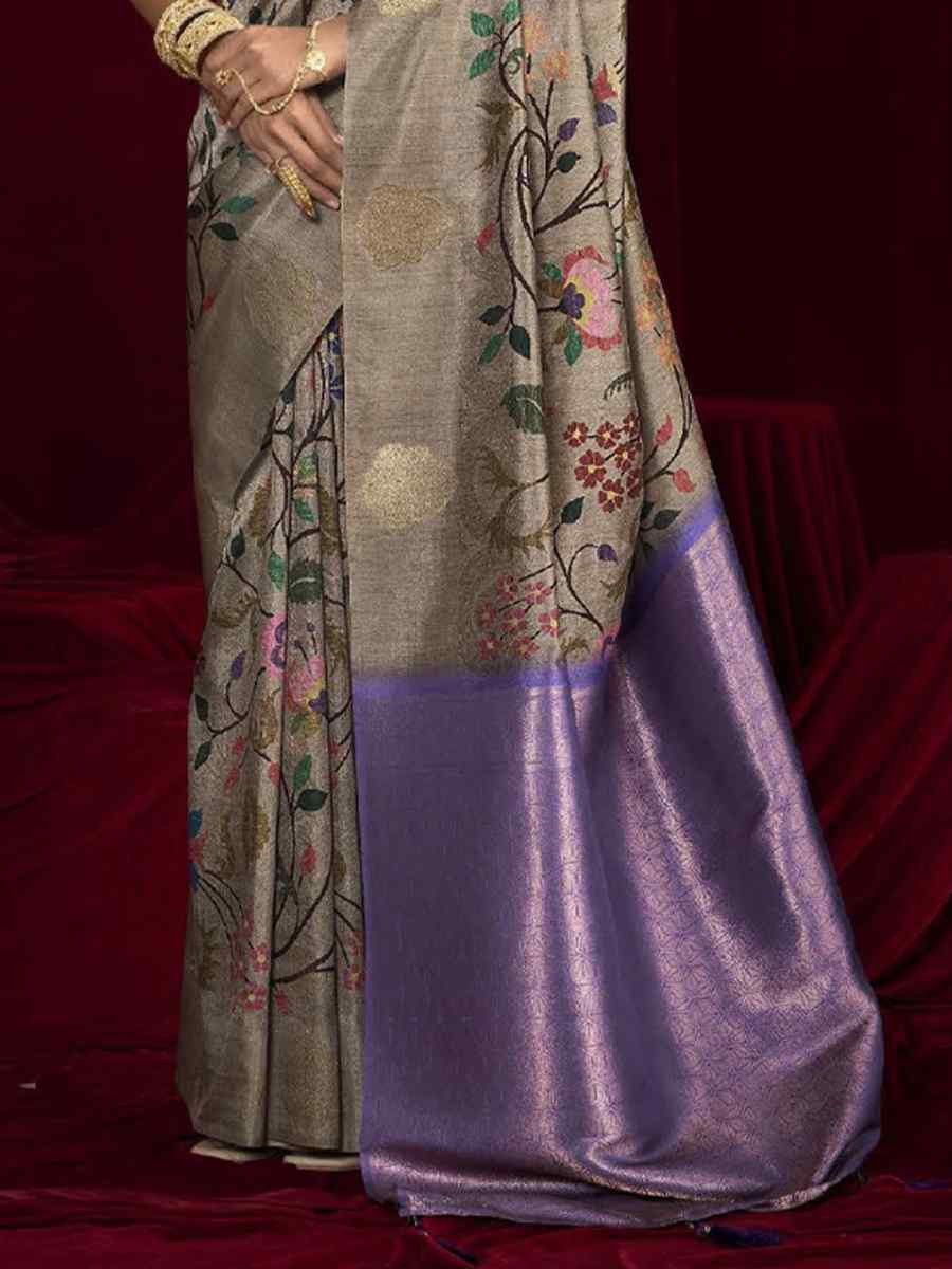 Multi Silk Printed with Handwoven Festival Wedding Fancy Heavy Border Saree