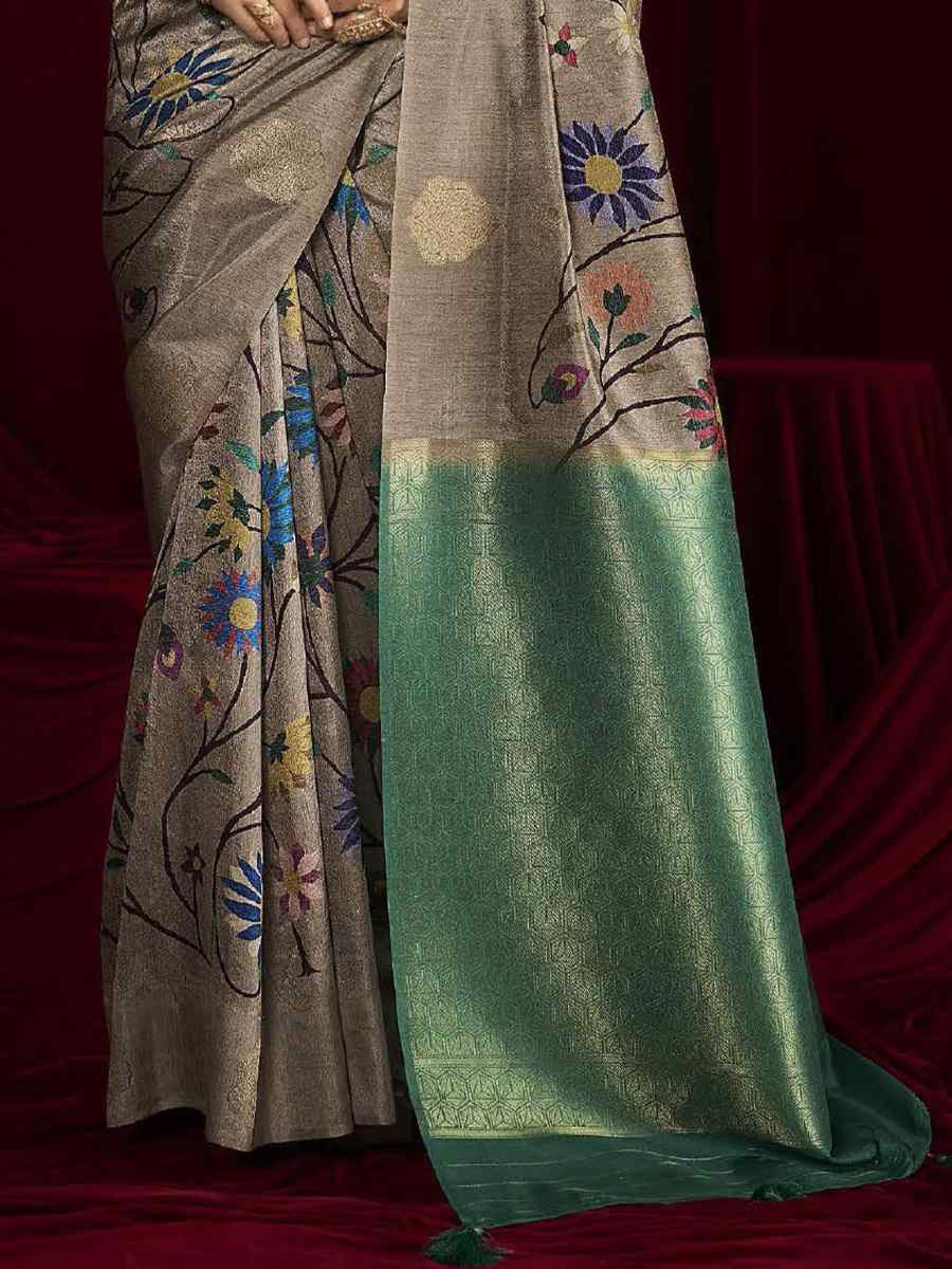Multi Silk Printed with Handwoven Festival Wedding Fancy Heavy Border Saree