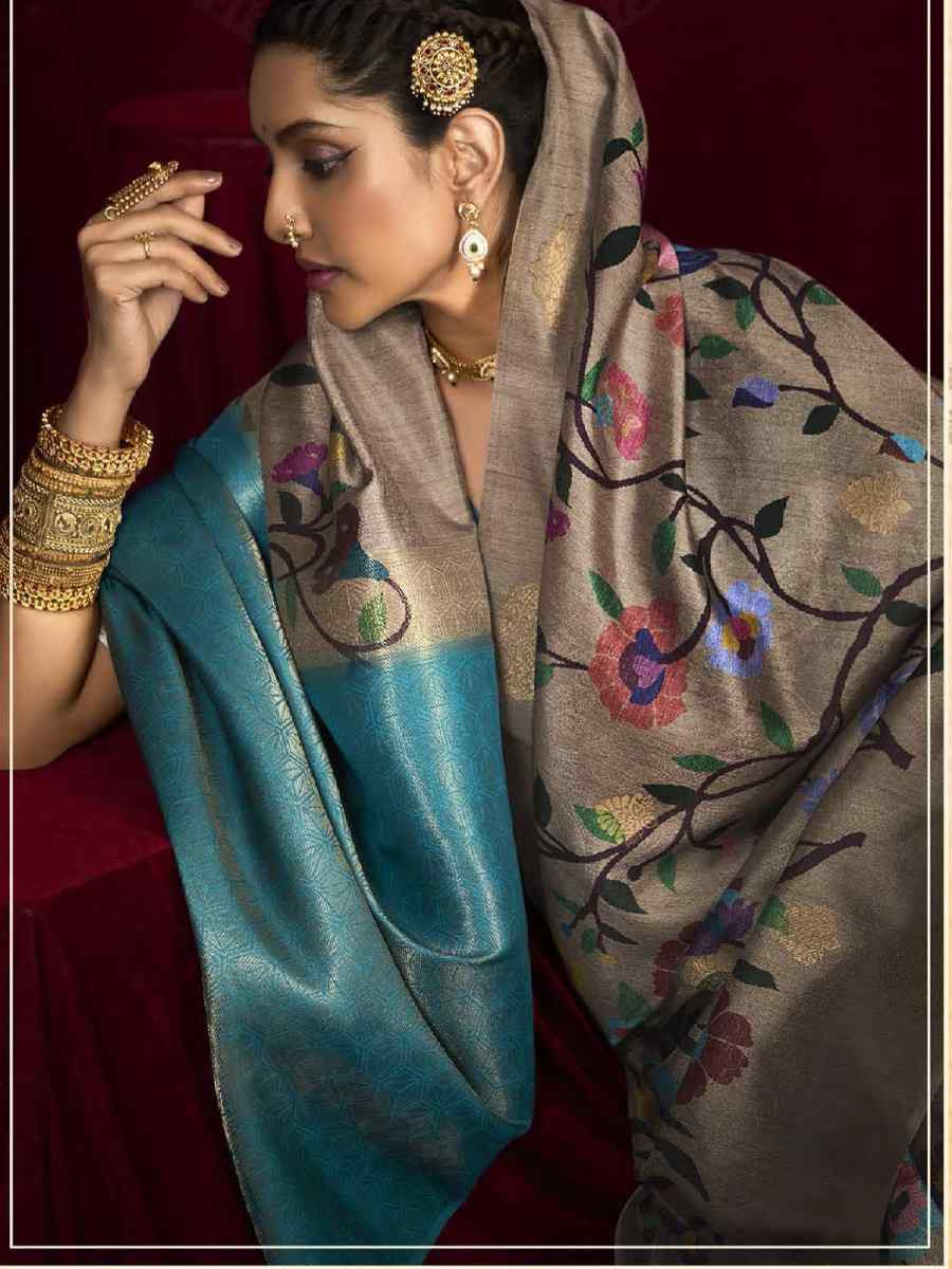 Multi Silk Printed with Handwoven Festival Wedding Fancy Heavy Border Saree