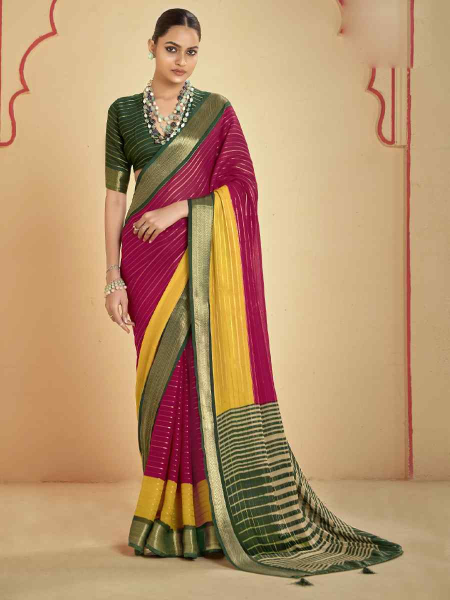 Multi Silk Printed with Handwoven Festival Wedding Fancy Heavy Border Saree
