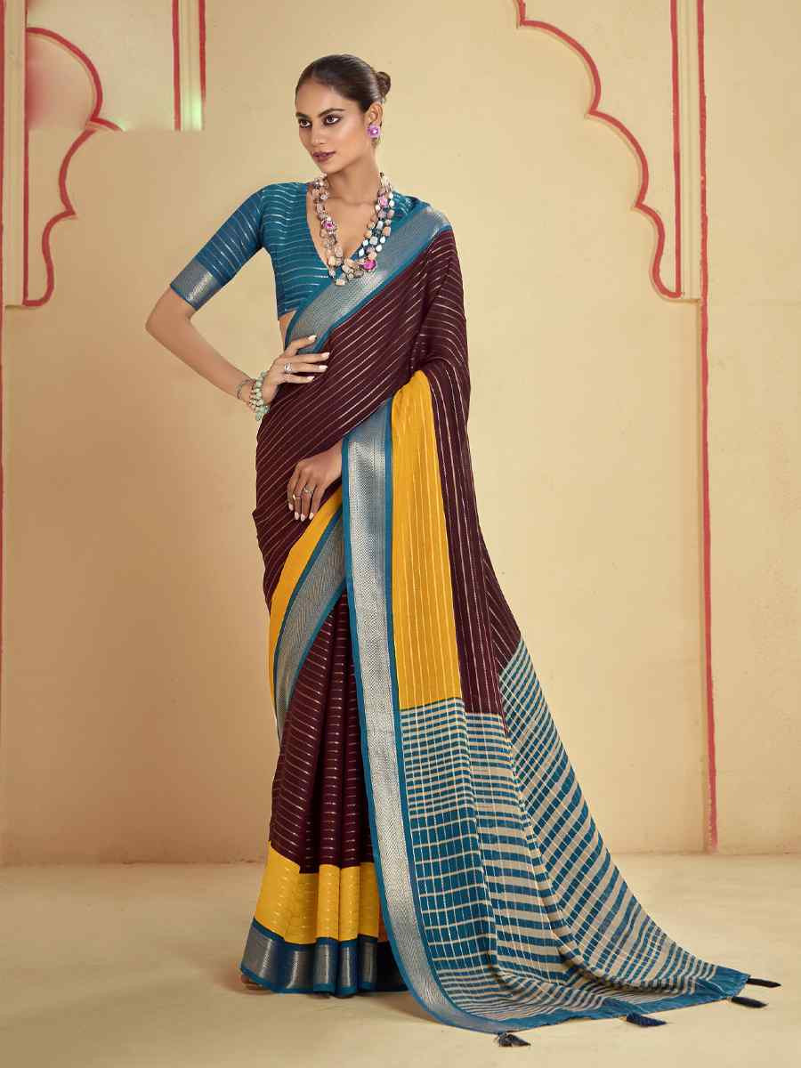 Multi Silk Printed with Handwoven Festival Wedding Fancy Heavy Border Saree