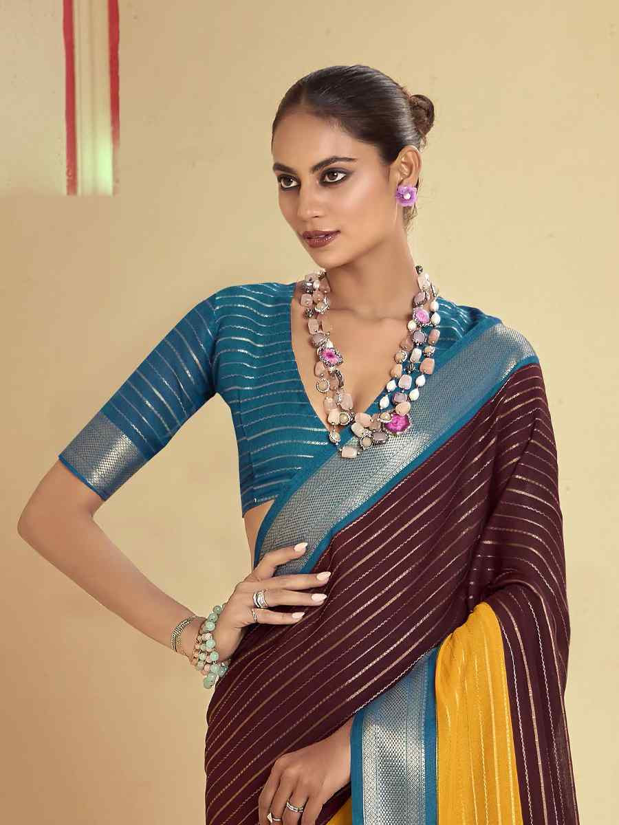 Multi Silk Printed with Handwoven Festival Wedding Fancy Heavy Border Saree