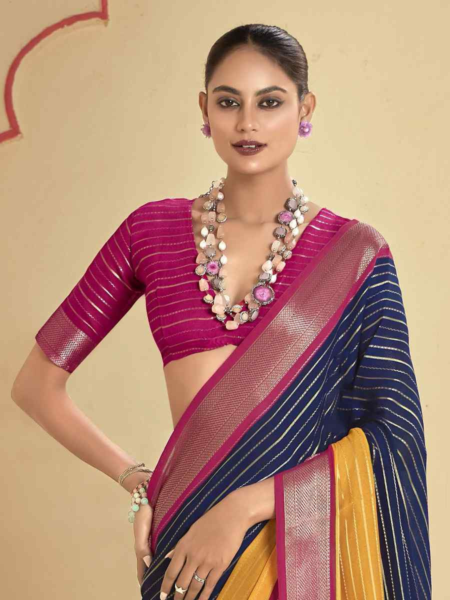 Multi Silk Printed with Handwoven Festival Wedding Fancy Heavy Border Saree