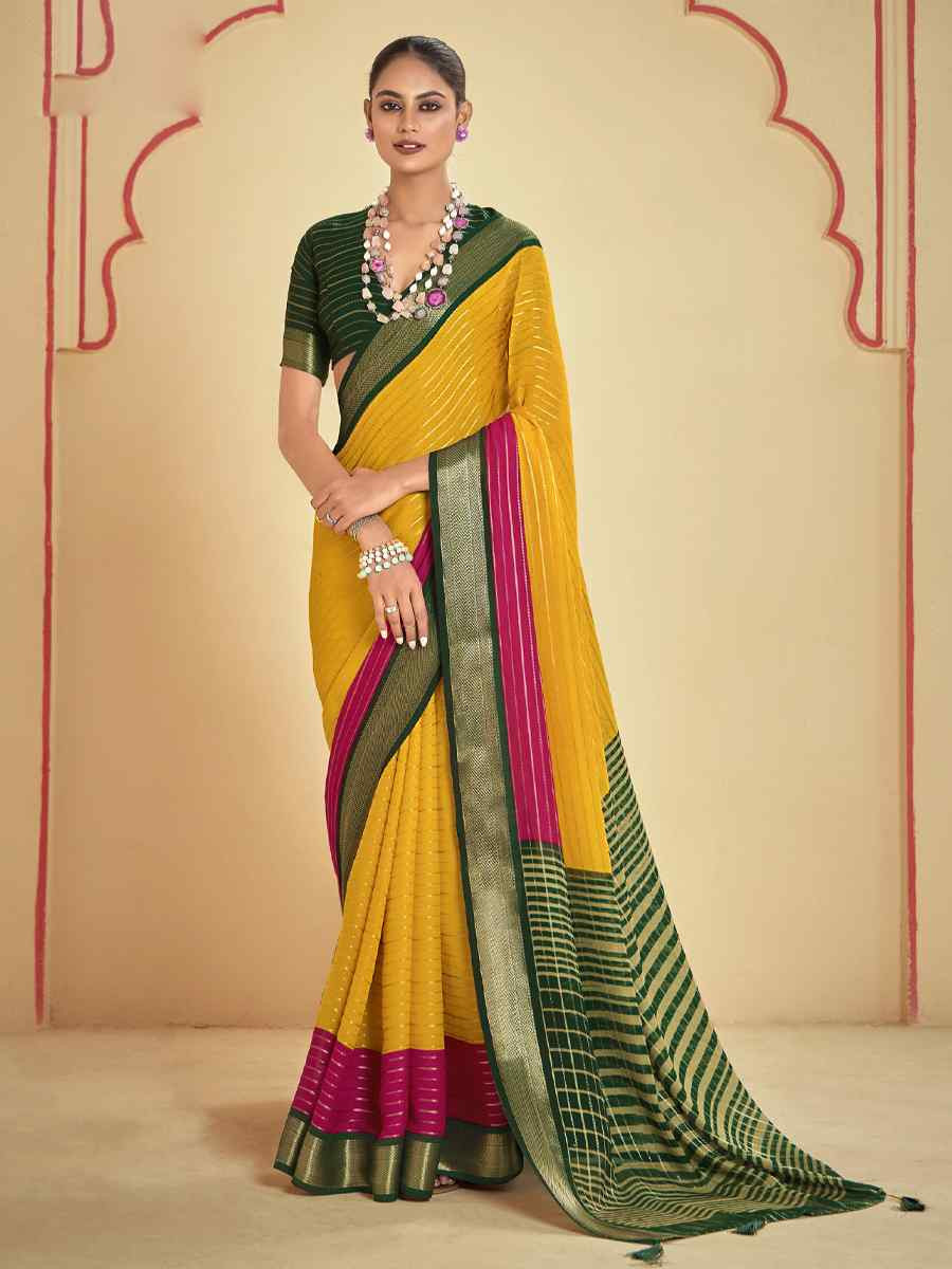 Multi Silk Printed with Handwoven Festival Wedding Fancy Heavy Border Saree