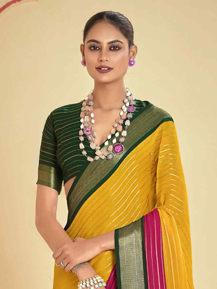 Multi Silk Printed with Handwoven Festival Wedding Fancy Heavy Border Saree