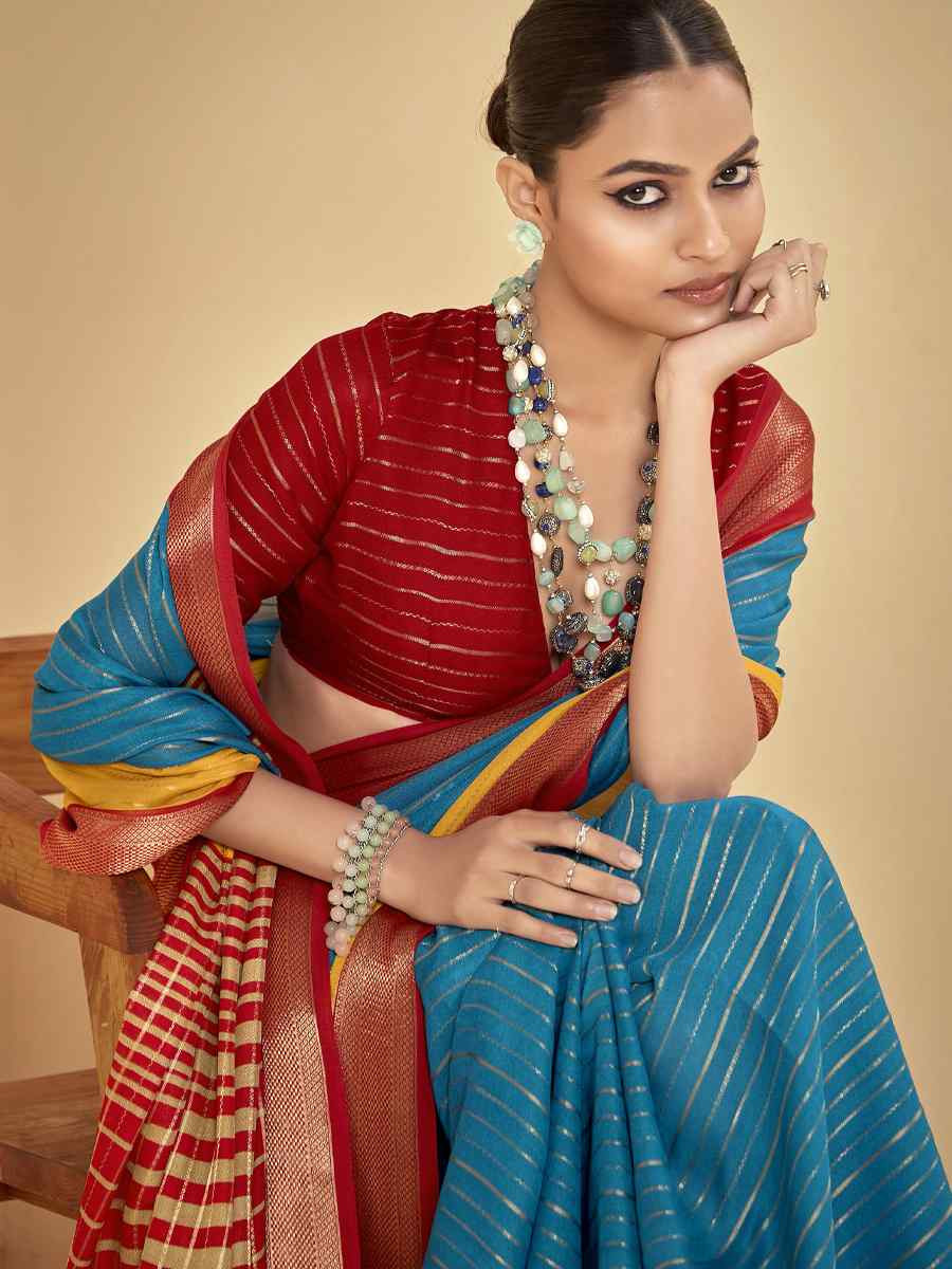 Multi Silk Printed with Handwoven Festival Wedding Fancy Heavy Border Saree