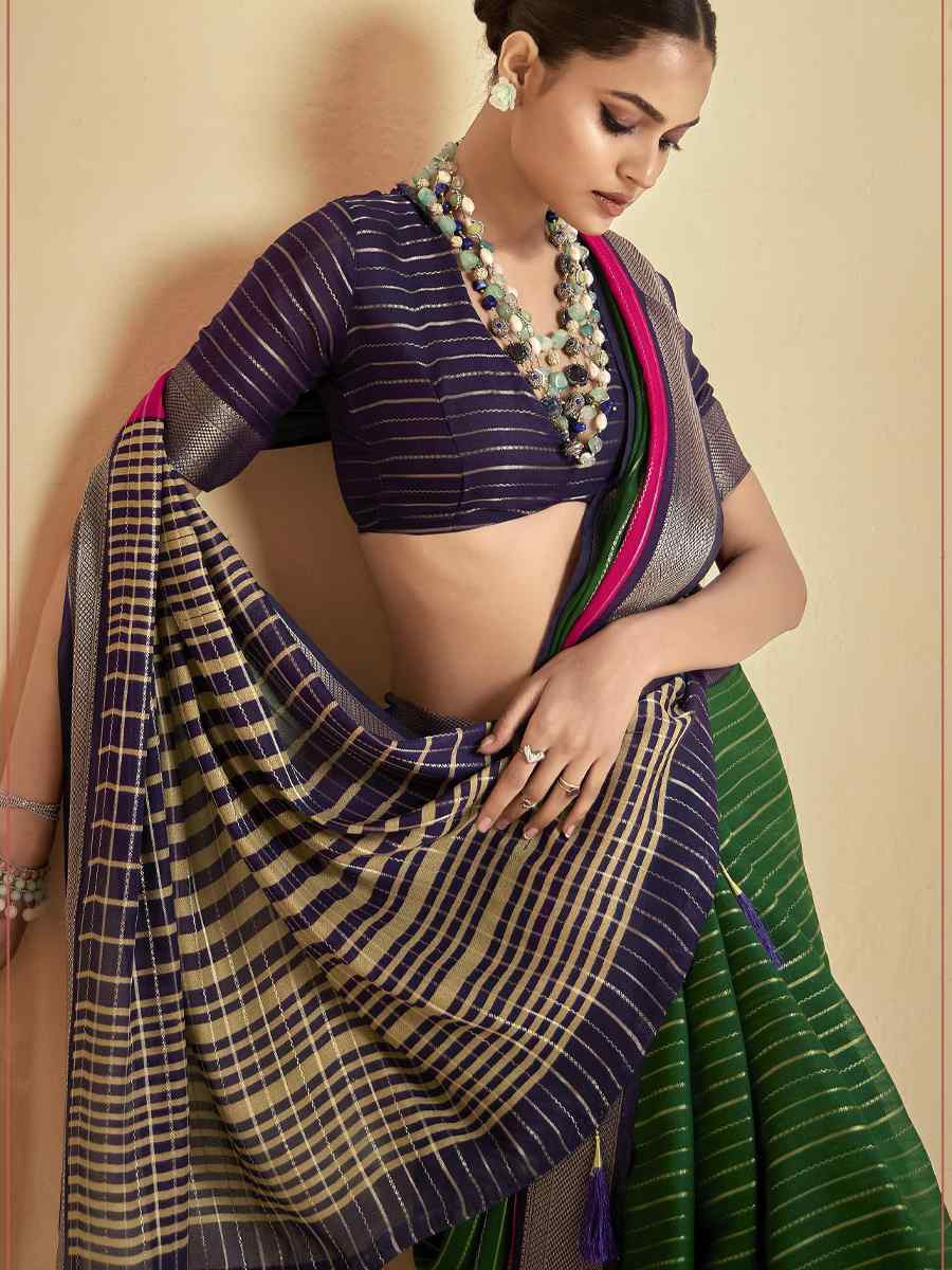 Multi Silk Printed with Handwoven Festival Wedding Fancy Heavy Border Saree