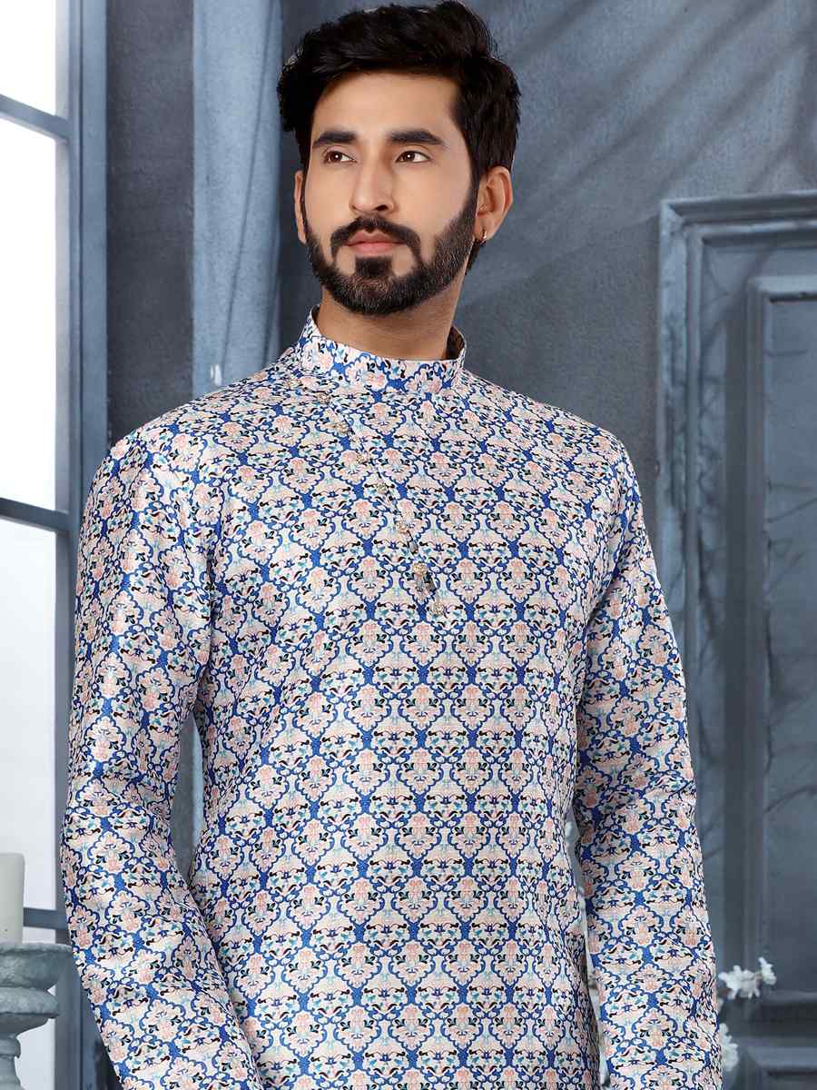 Multi Silk Woven Festival Party Kurta