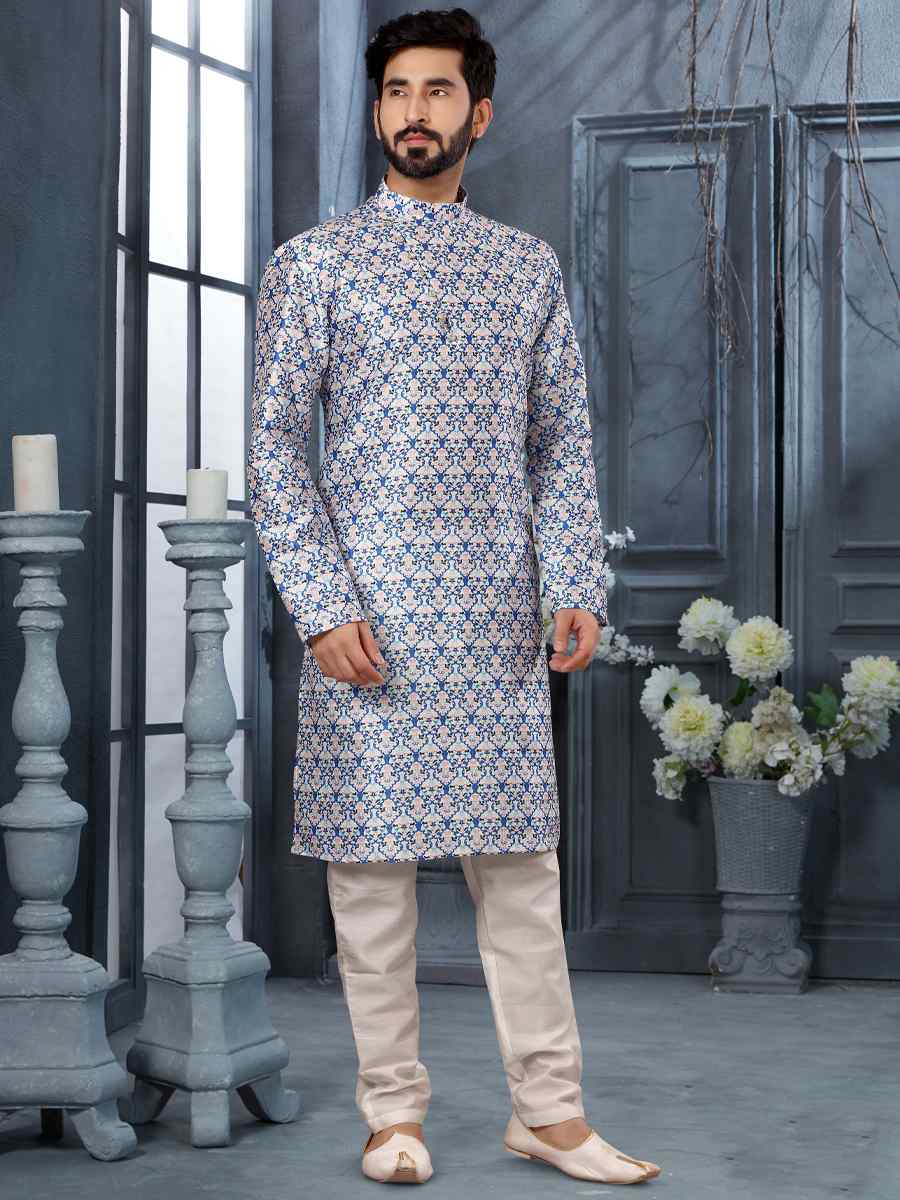 Multi Silk Woven Festival Party Kurta