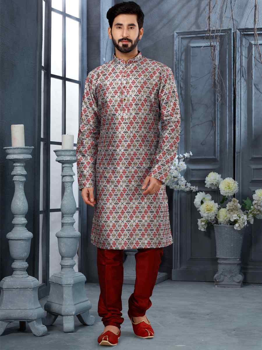 Multi Silk Woven Festival Party Kurta