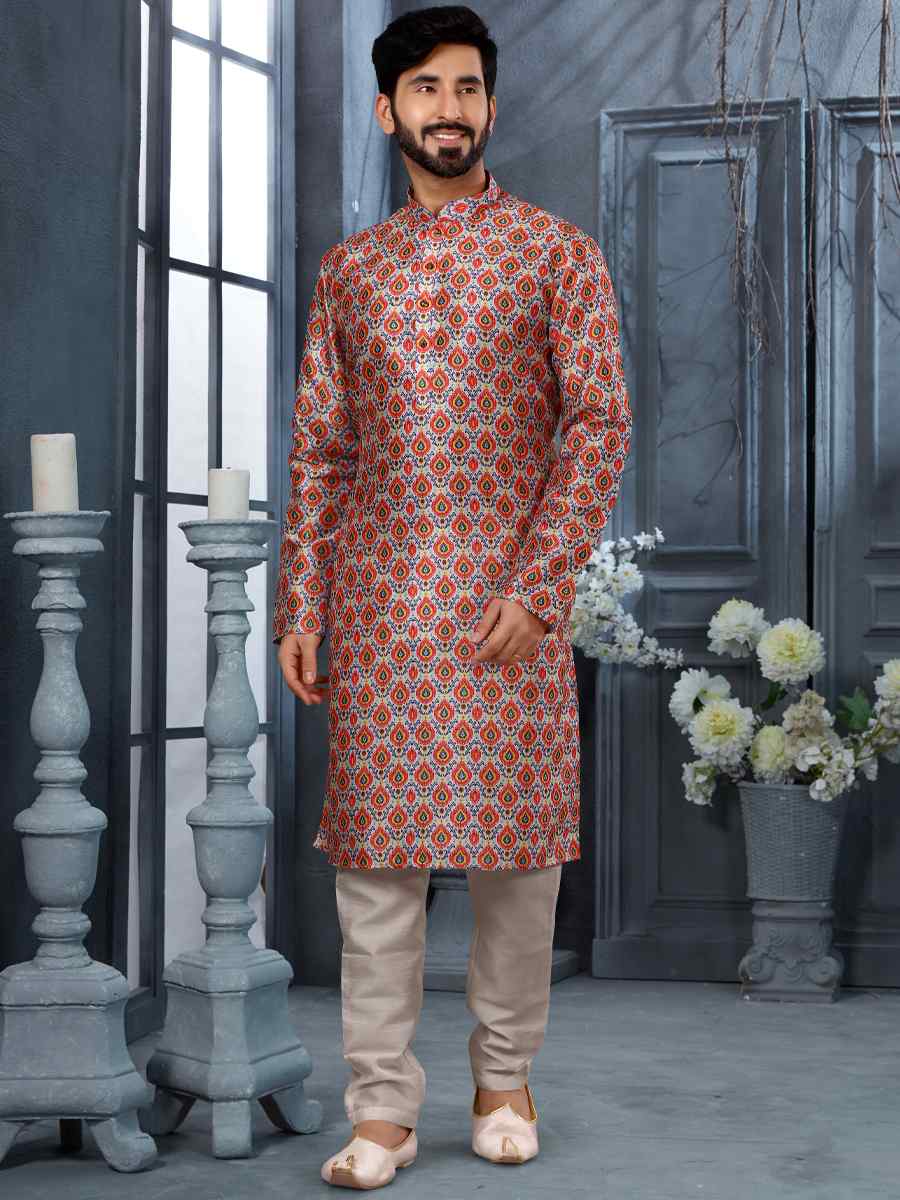 Multi Silk Woven Festival Party Kurta