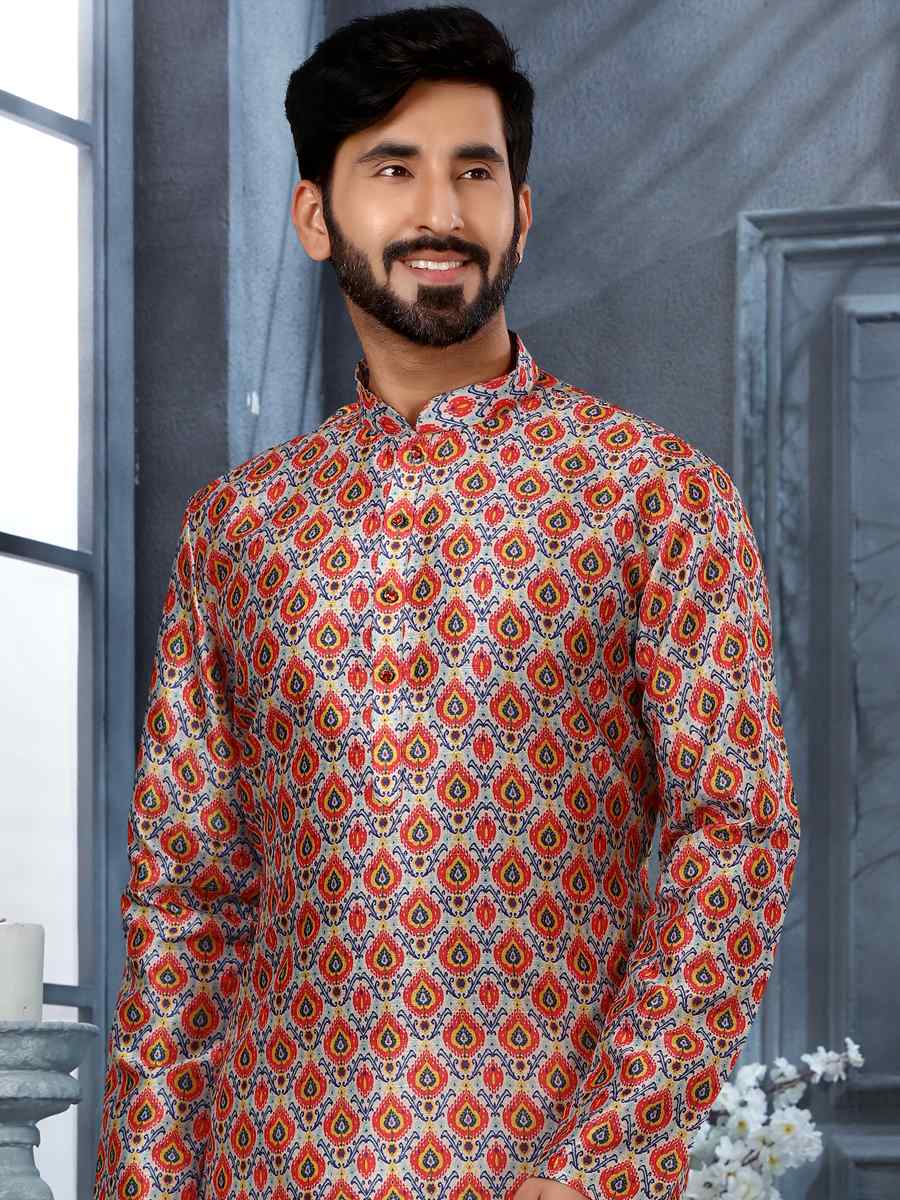 Multi Silk Woven Festival Party Kurta