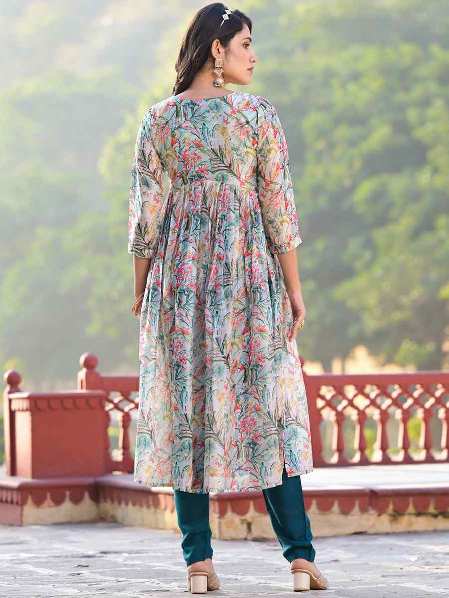 Multi Slim Georgatte Printed Festival Mehendi Ready Anarkali Salwar Kameez