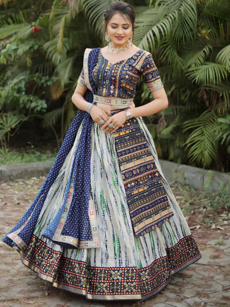 Multi Slub Cotton Embroidered Bridesmaid Wedding Ready Traditional Lehenga Choli