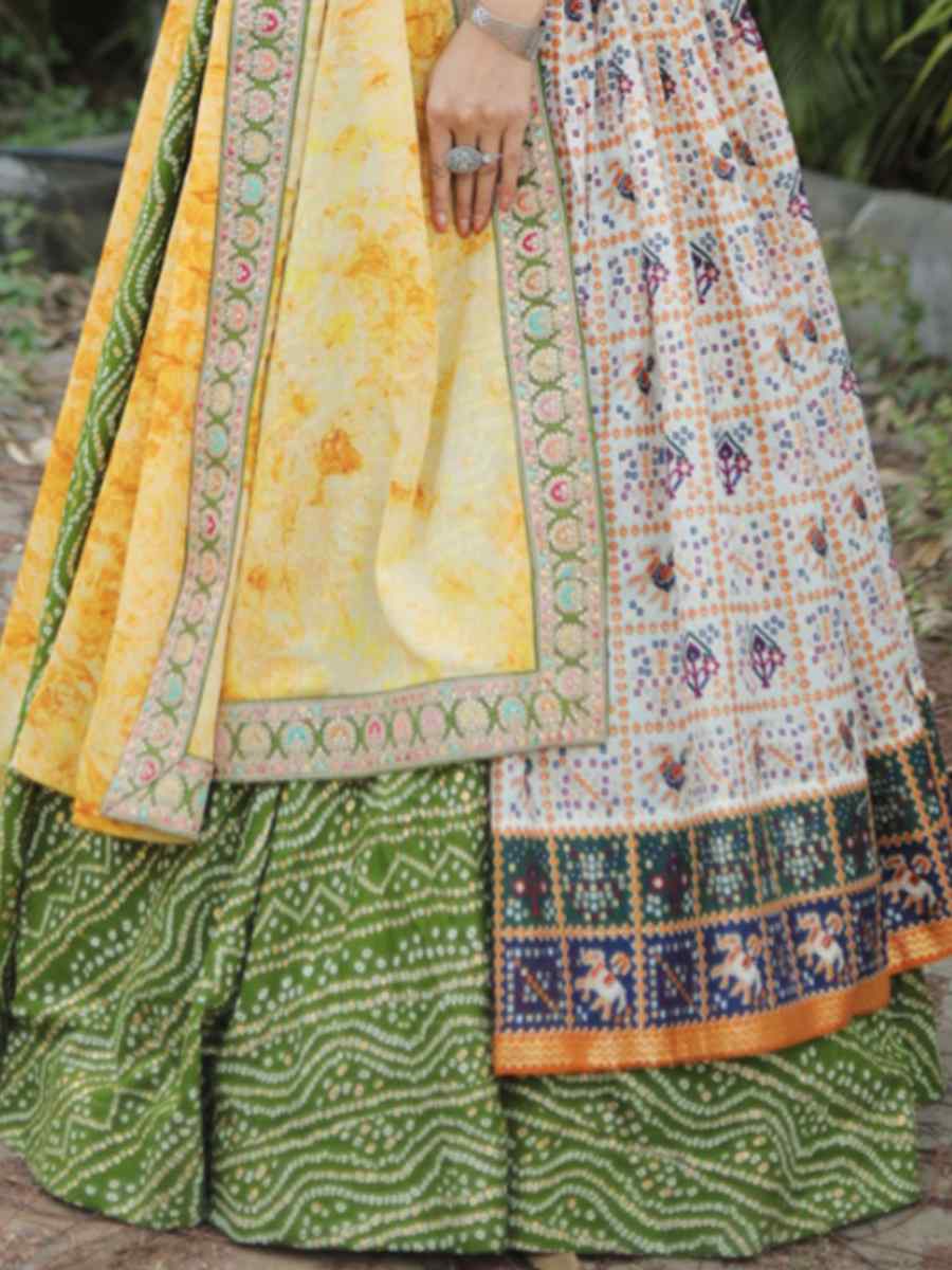 Multi Slub Cotton Embroidered Bridesmaid Wedding Ready Traditional Lehenga Choli