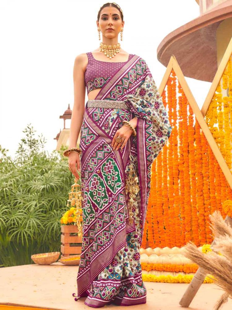 Multi Smooth Patalo Silk Handwoven Casual Festival Classic Style Saree